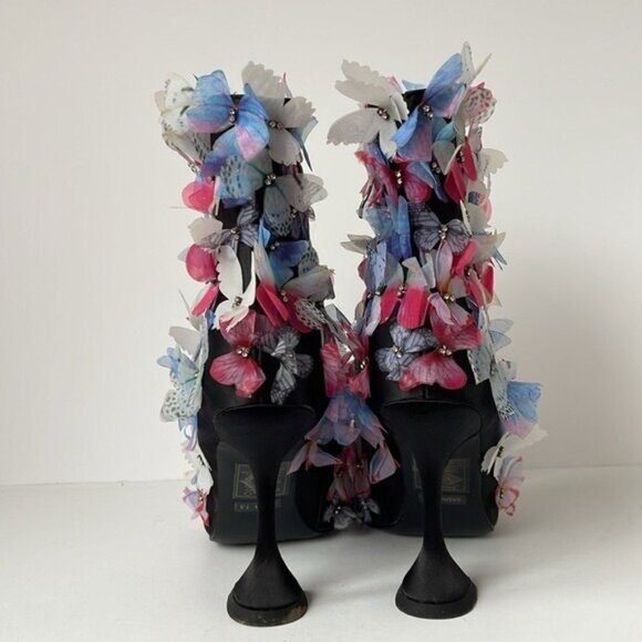 Azalea Wang Women’s Black Butterfly Embellished Heeled Boots Shoes Size 7.5 - Picture 8 of 12